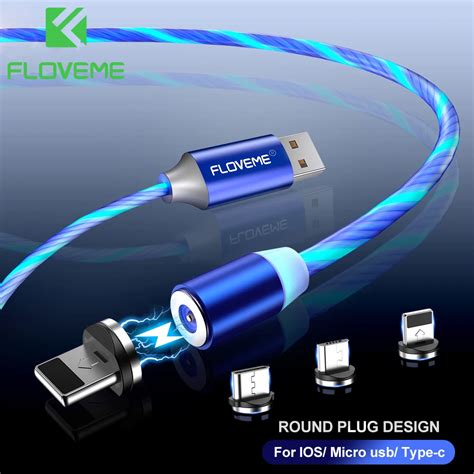 FLOVEME 1M Carica Magnetica Cavo USB C Luce Fluente Cavo USB Tipo C