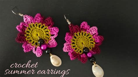 How To Crochet Summer Earrings Crochet Flower Earrings Youtube