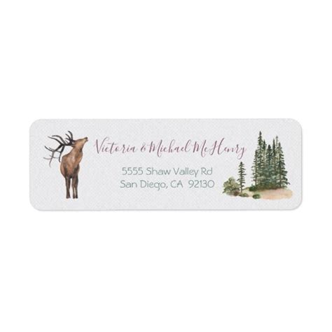 Watercolor Woodland Deer Forest Address Labels