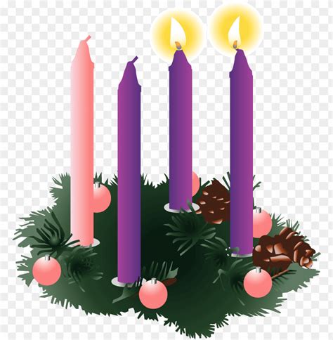 Four Purple Advent Candles Two Lit Advent Wreath Two Candles Lit Png