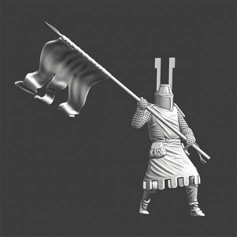 3d Printable Medieval Teutonic Order Knight With Banner By Northern