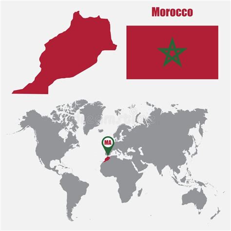 La Bandera De Marruecos En El Mapa Del Mundo Imagen De Archivo Imagen