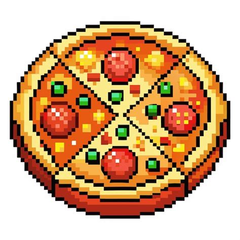 Retro Pixel Art Pepperoni Pizza With Vegetables And Cheese Premium Ai