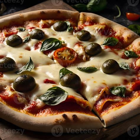 Pizza Slices Flying Isolated On Dark Background Delicious Peperoni