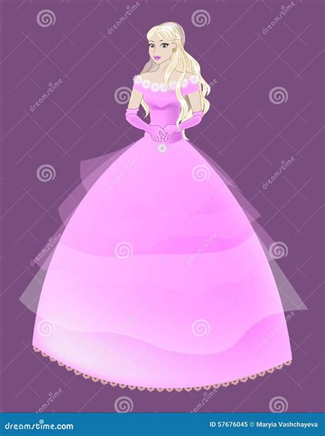 Princesse La Blonde Dans Une Robe Rose Illustration de Vecteur Illustration du mode beauté