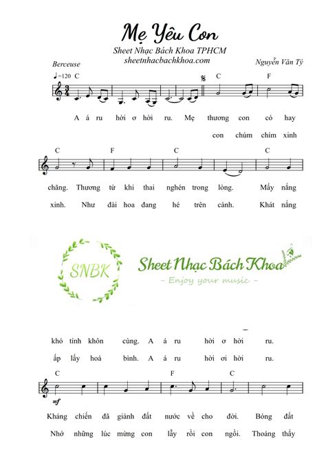 Mẹ Yêu Con - Sheet Nhạc Bách Khoa TPHCM