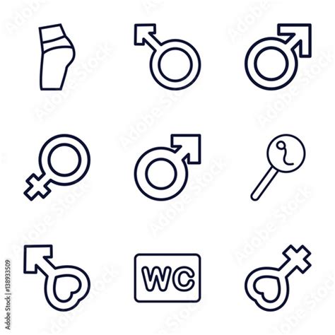 Vecteur Stock Set Of 9 Sex Outline Icons Adobe Stock