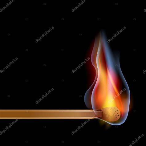 Burning Match Over Dark Background And Space For Text Stock Vector