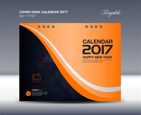 Calendário De Mesa Por 2017 Anos Molde Alaranjado Do Calendário De