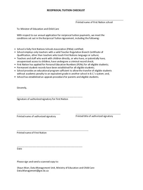 Fillable Online Reciprocal Tuition Checklist Fax Email Print Pdffiller