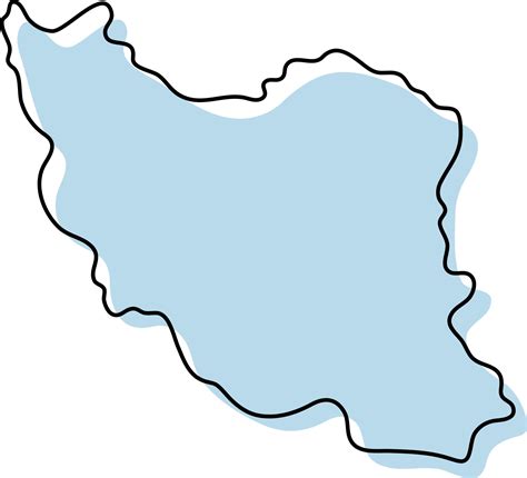 Stylized Simple Outline Map Of Iran Icon Blue Sketch Map Of Iran