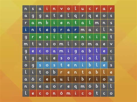 Sostenibilidad Reto U Wordsearch