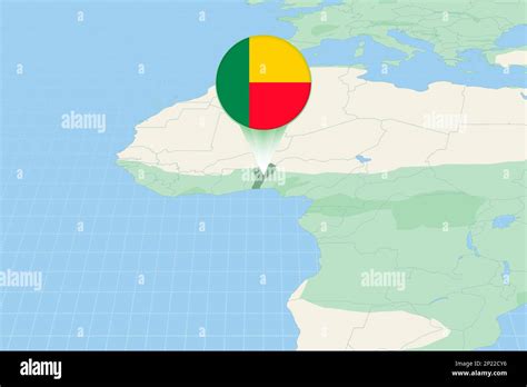 Ilustración De Mapa De Benín Con La Bandera Ilustración Cartográfica