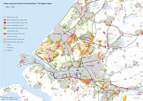 Urban Expansion Areas 1989 2008 In The Rotterdam The Hague Region