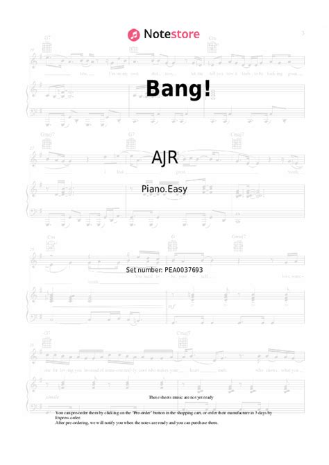 Bang Piano Sheet Music Easy Ajr In Note Store Piano Easy Sku