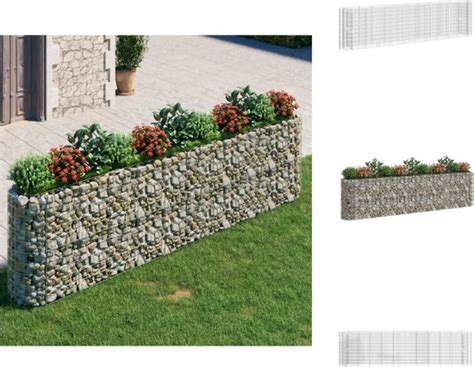 VidaXL Gabion Plantenbak Verhoogd 400 X 50 X 100 Cm Zilver