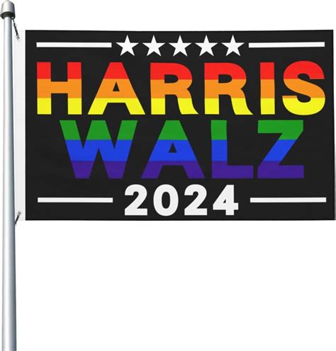 Lgbt Gay Pride Rainbow Kamala Harris Waltz Flag Outdoor Double Sided