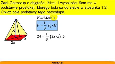 Jak Obliczyć Pole Podstawy Ostrosłupa Zadanie Matfiz24pl Youtube