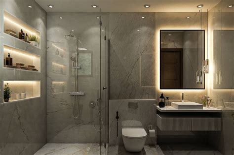 Modern Spacious Bathroom Design With Warm Lights | Livspace