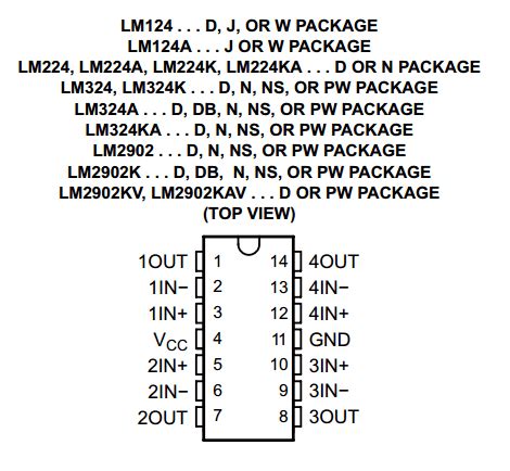 LM324 Datasheet Quad Operational Amplifier 14 Pin Pinout