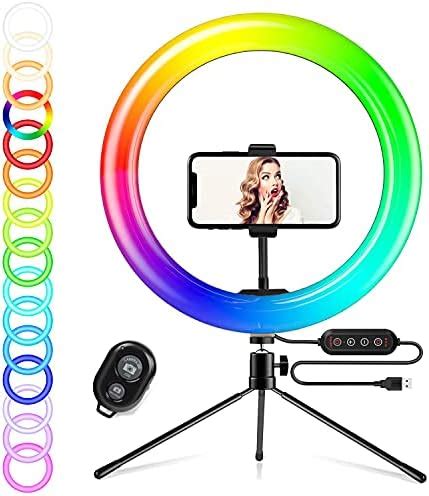 LOLO Aro De Luz RGB Multicolores 10 Pulgadas Aro De Luz Con Tripie 48