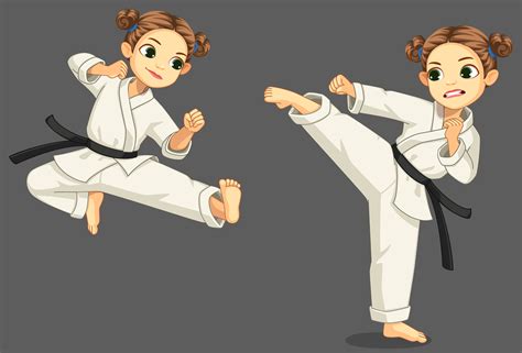 Linda Niña De Karate En Pose De Karate 1308139 Vector En Vecteezy