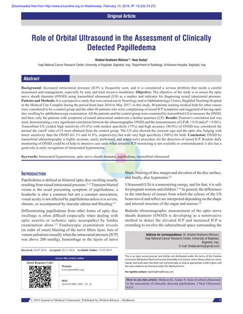 (PDF) Role of Orbital Ultrasound in the Assessment of Clinically ...