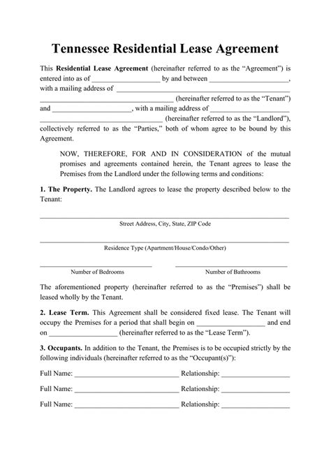 Tennessee Residential Lease Agreement Template Fill Out Sign Online