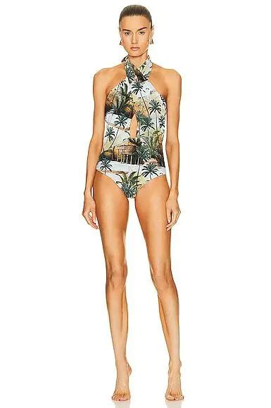 Buy Johanna Ortiz Hidden Paradise One Piece Swimsuit In Green Caribe