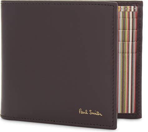 Paul Smith Rainbow Stripe Leather Wallet In Oxblood Brown For Men Lyst