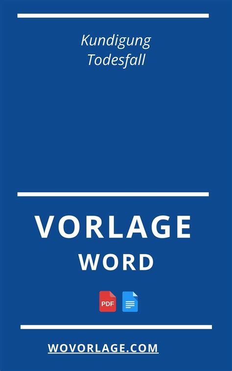 Kündigung Todesfall Vorlage WORD PDF Muster