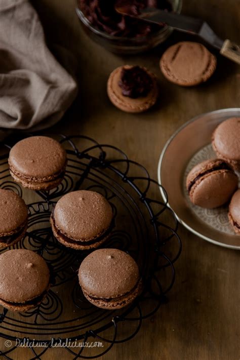 Chocolate Macarons With Dark Chocolate Ganache Delicious Everyday