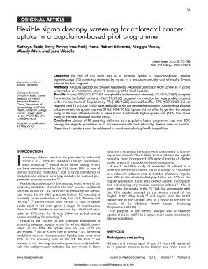 Fillable Online Flexible Sigmoidoscopy Screening For Colorectal Cancer