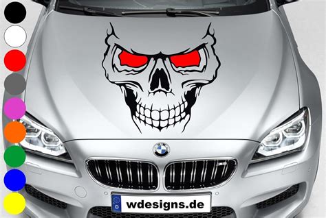 Wdesigns Autoaufkleber Totenkopf Skelett Skull Red Aufkleber Motorhaube