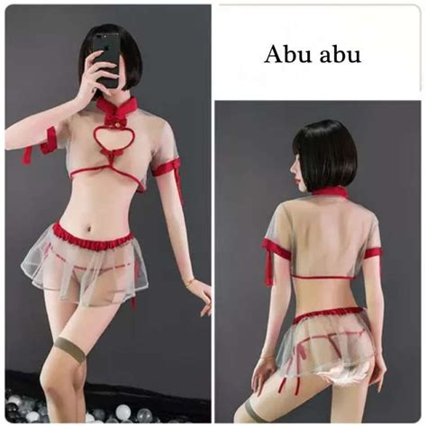 Jual Lingerie Wanita Set G String Cosplay Transparan Sexy Cheongsam