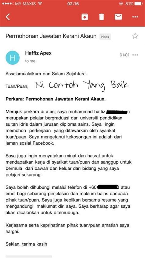 Contoh Cover Letter Pelbagai Bidang