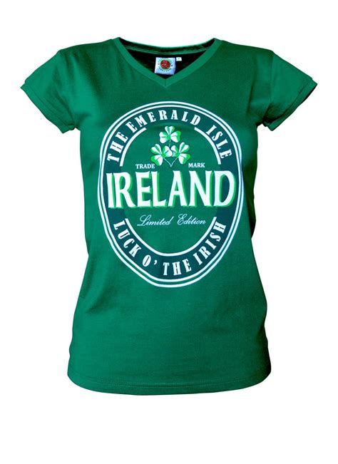 Ladies Green Ireland V Neck T Shirt Blarney