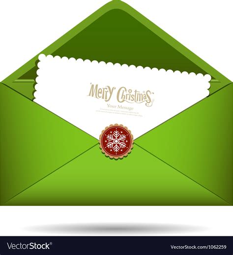 Green Envelope Letter Merry Christmas White Card Vector Image