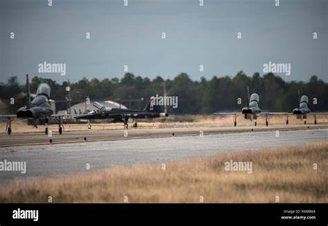 A Formation Of Four 2nd Fighter Squadron T 38 Talons Taxi Down The