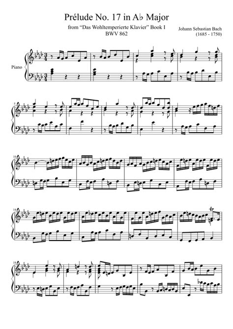 Prelude No Bwv In Ab Major Arr Zachary Corbett Sheet Music