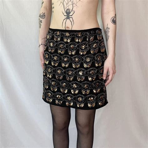 Vintage 90s Beaded Mini Skirt Vintage Whimsigoth Depop