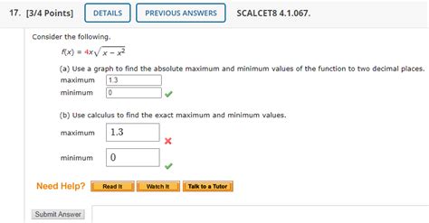 Solved 15 Find The Absolute Maximum And Absolute Minimum