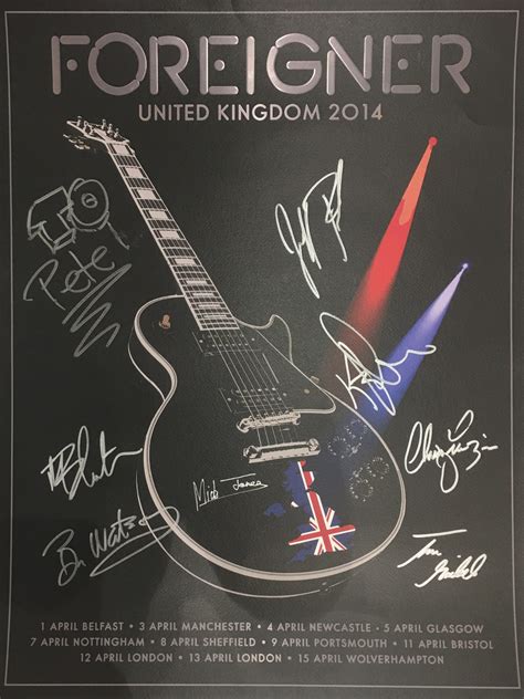 Foreigner 2014 Signed UK Tour Poster - BHP Collectibles