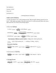 Analysis Of Limiting Reactant Experiment In Chemistry Lab Report