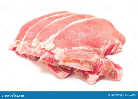 Raw Pork Chop Meat Isolated On White Stock Photo Image Of Healthy