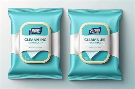 Set Of Cleaning Wipes In Light Greenish Blue Design One With Package