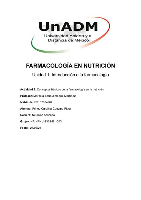 Fnu U A Frgp Trabajo Farmacolog A En Nutrici N Unidad