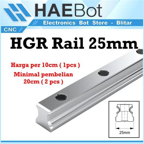 Jual HAEBOT Linear Guide Rail HGR25 HGR 25 10cm Rel CNC Shaft As 25mm