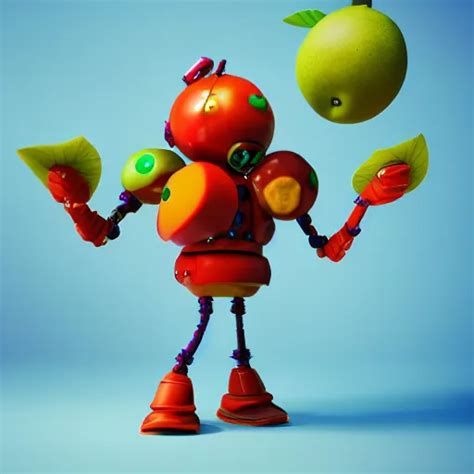 Fruit Robot On Colorful Background Octane Render Stable Diffusion