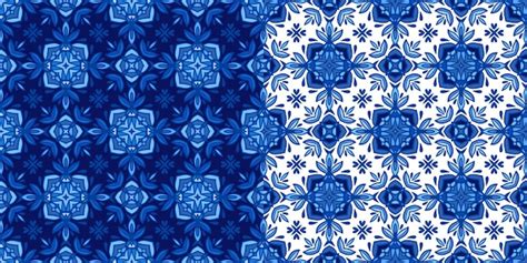 Magnífico patrón de mosaico sin costuras de azulejos orientales azules